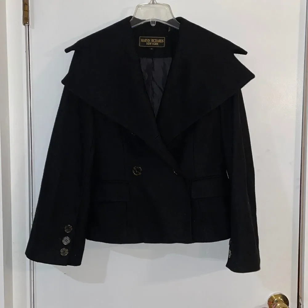 Marvin Richards Pea Coat Black Women’s Small worn a couple times great condition - Picture 1 of 8